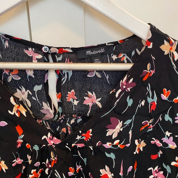 Madewell Drifting Flowers Rhyme Top In Tossed Floral True Black size XXS - Picture 3 of 5